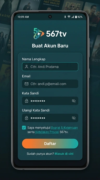 Registrasi Akun Baru 567tv untuk Pengguna Android