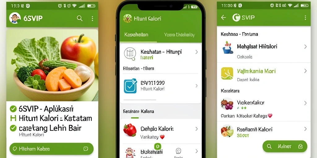 Tampilan antarmuka 6SVIP saat menghitung kalori makanan.