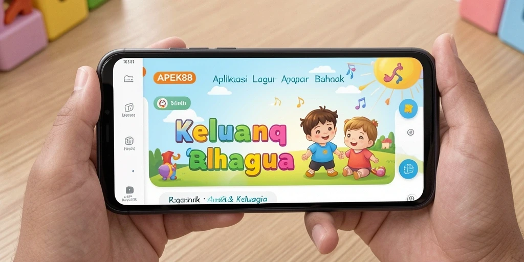 Tampilan antarmuka APEK88 dengan pilihan lagu anak yang menarik dan ceria.