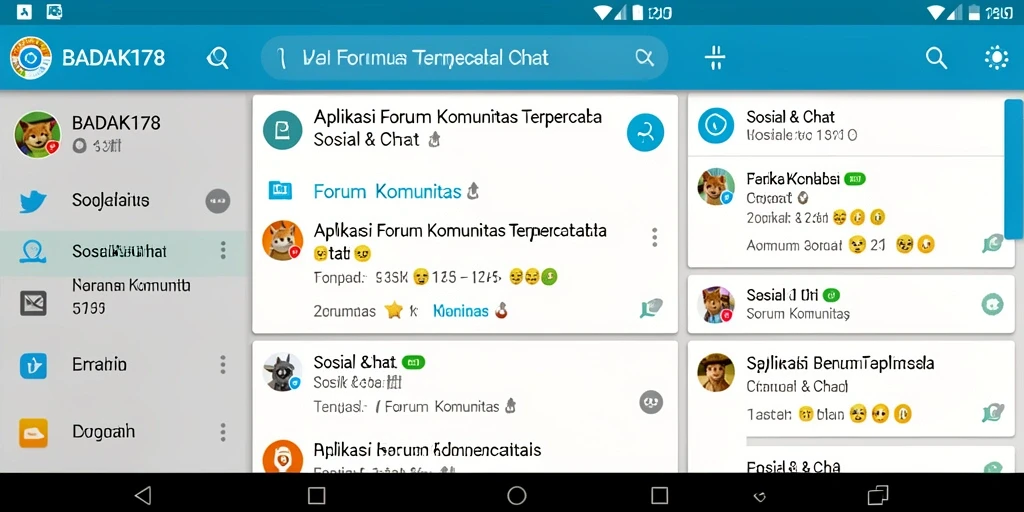 Tampilan antarmuka aplikasi BADAK178 untuk Forum Komunitas.