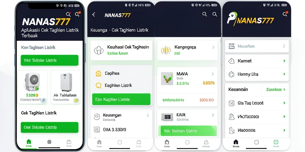 Tampilan antarmuka aplikasi NANAS777 untuk cek tagihan listrik.