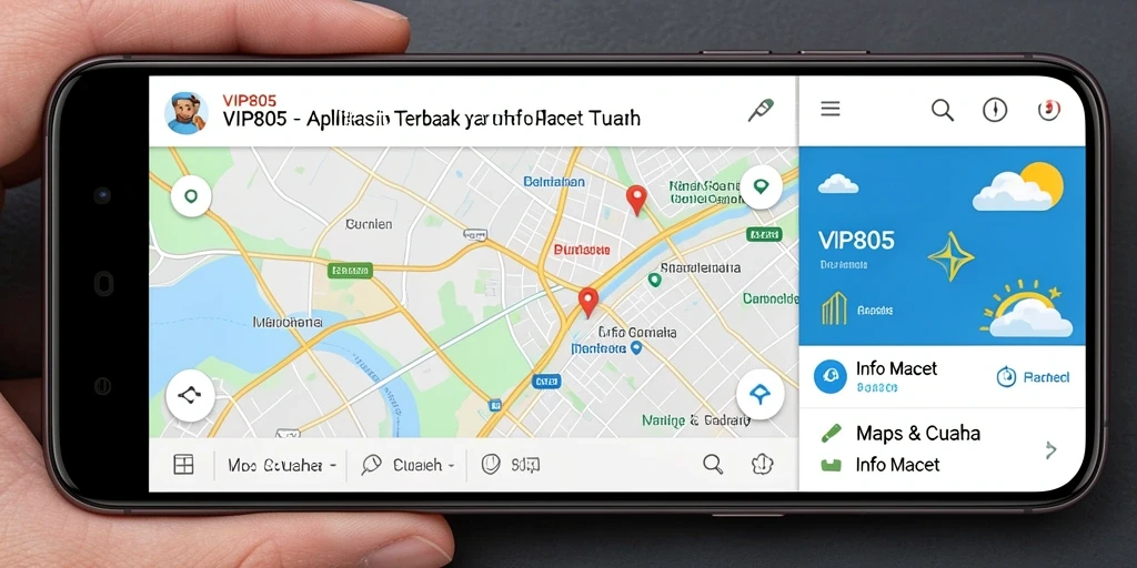 Tampilan antarmuka VIP805 dengan informasi cuaca dan kemacetan.